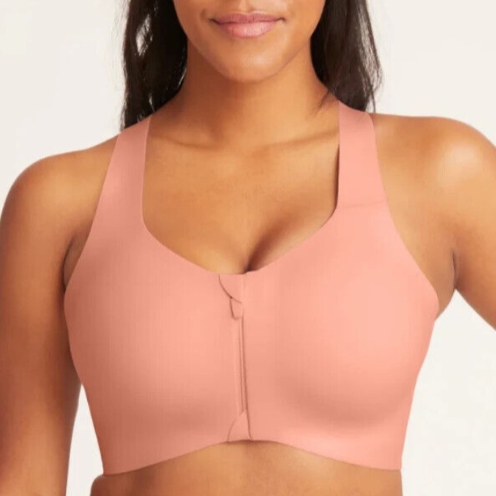 Knix Catalyst Front Zip Sports Bra Sz 8 Pink Ginger